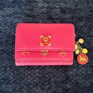 MCM Hot Pink Wallet Multi Flap and Charms